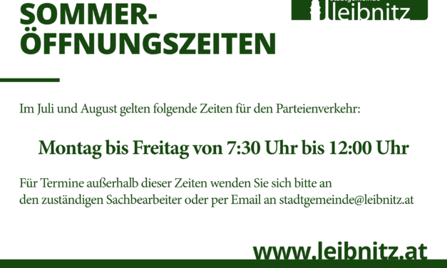 Sommeröffnungszeiten