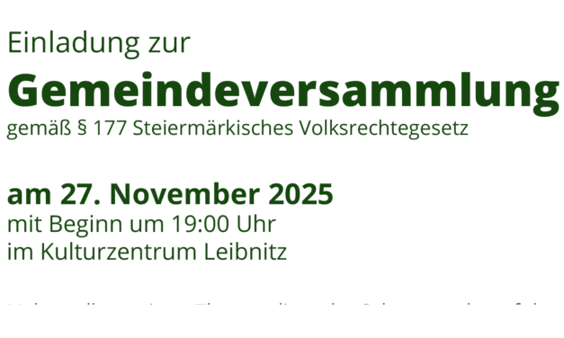 Einladung zur Gemeindeversammlung