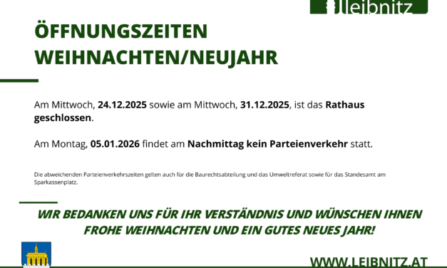 Abweichende Parteienverkehrszeiten im Rathaus