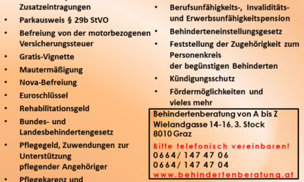 Behindertenberatung Sprechtagstermine Herbst 2026