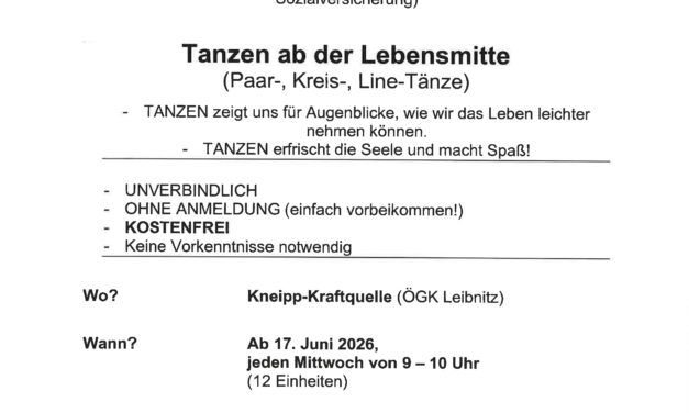Tanzen ab der Lebensmitte ab 17. Juni 2026