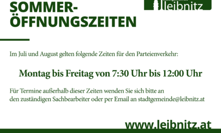 Sommeröffnungszeiten