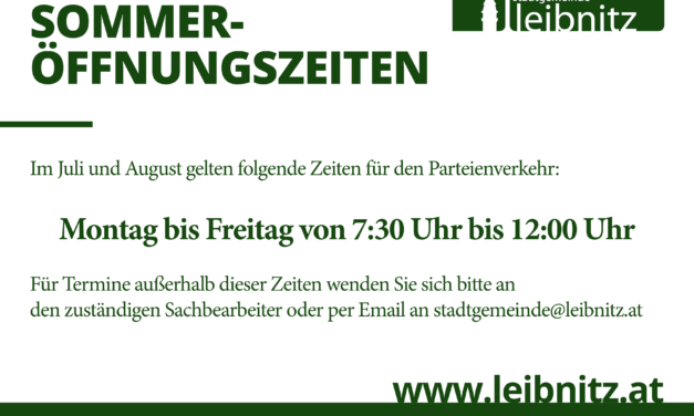 Sommeröffnungszeiten
