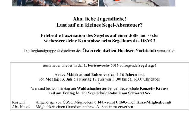 Segel-Abenteuer für Jugendliche im Sommer